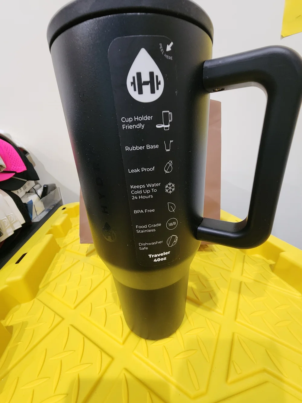 CAASports Black Travel Mug with Handle From Hydrojug